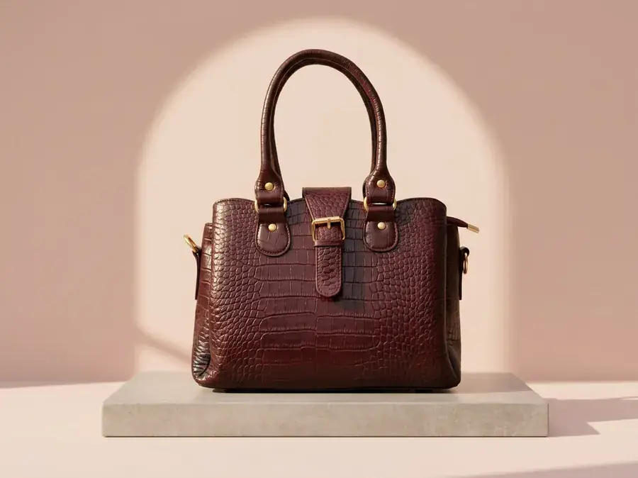 Royal Mahogany Croc Tote — premium leather party bag studio shot Bangladesh